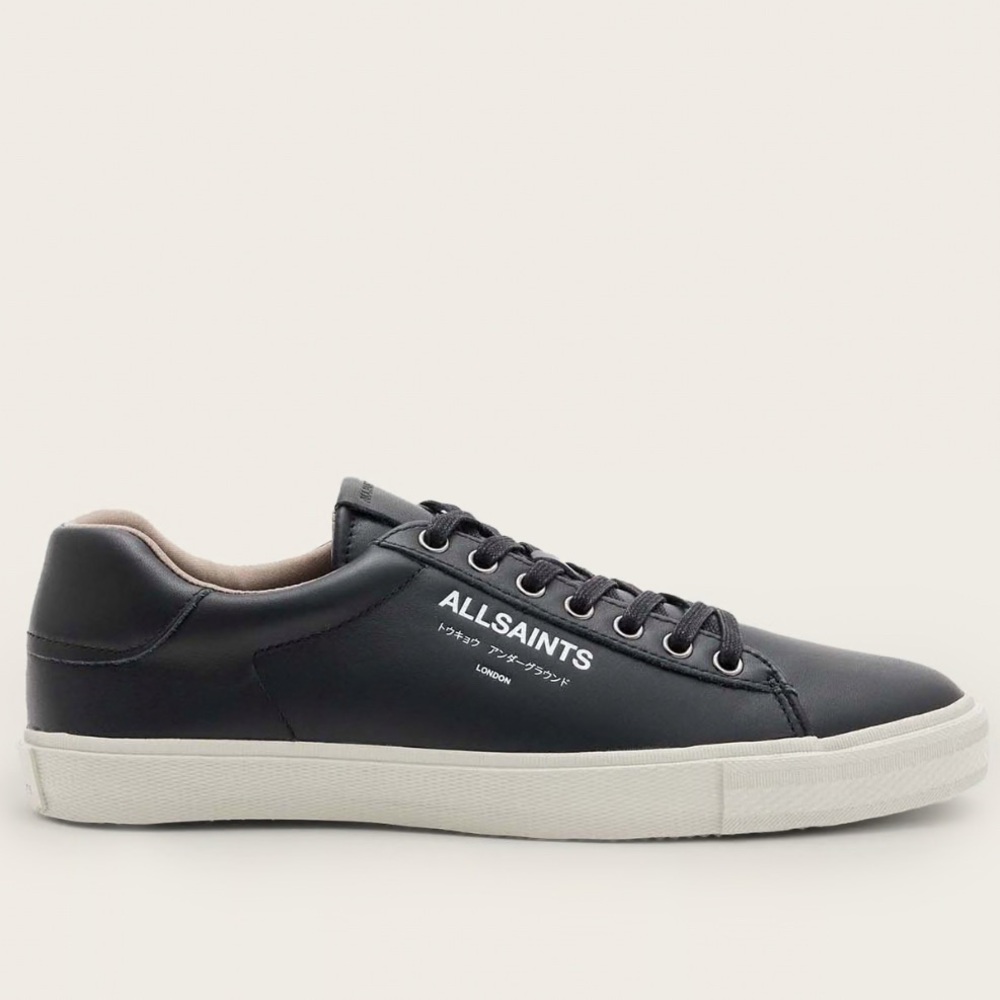 ALLSAINTS Underground Leather Low Top Trainers Men's Size 11 Black‎